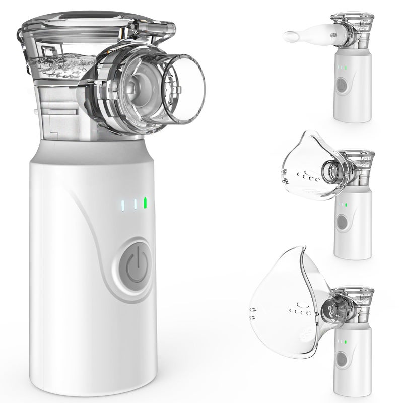 Dslive Nebuliser Machine for Adults & Kids, USB-C Rechargeable, Portable Ultrasonic Nebuliser, Handheld Nebulizer for Home Use, with 2 Masks and Mouthpiece